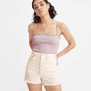 Levi’s ribcage cream high waisted denim cut off short